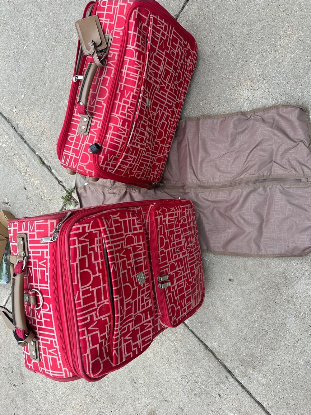 Diane Von Furstenberg Red Jacquard with Silver-Tone DVF Plaque